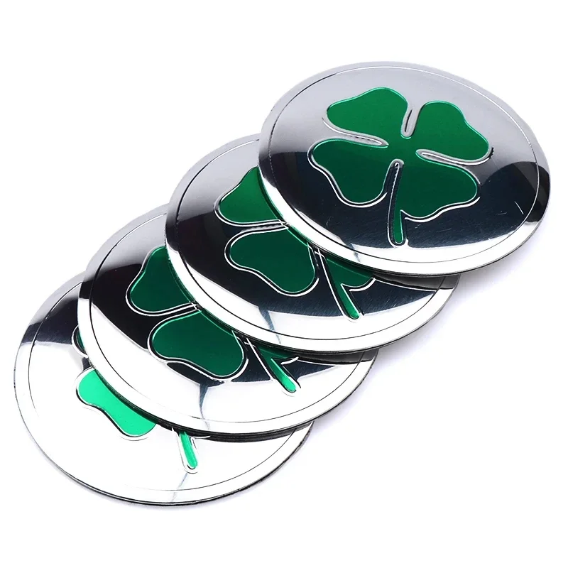 4PCS 56MM Four Leaf Clover Emblem Car Wheel Center Cover Stickers Hub Cap Decal For AUDI BMW Porsche Subaru TOYOTA Mercedes Benz