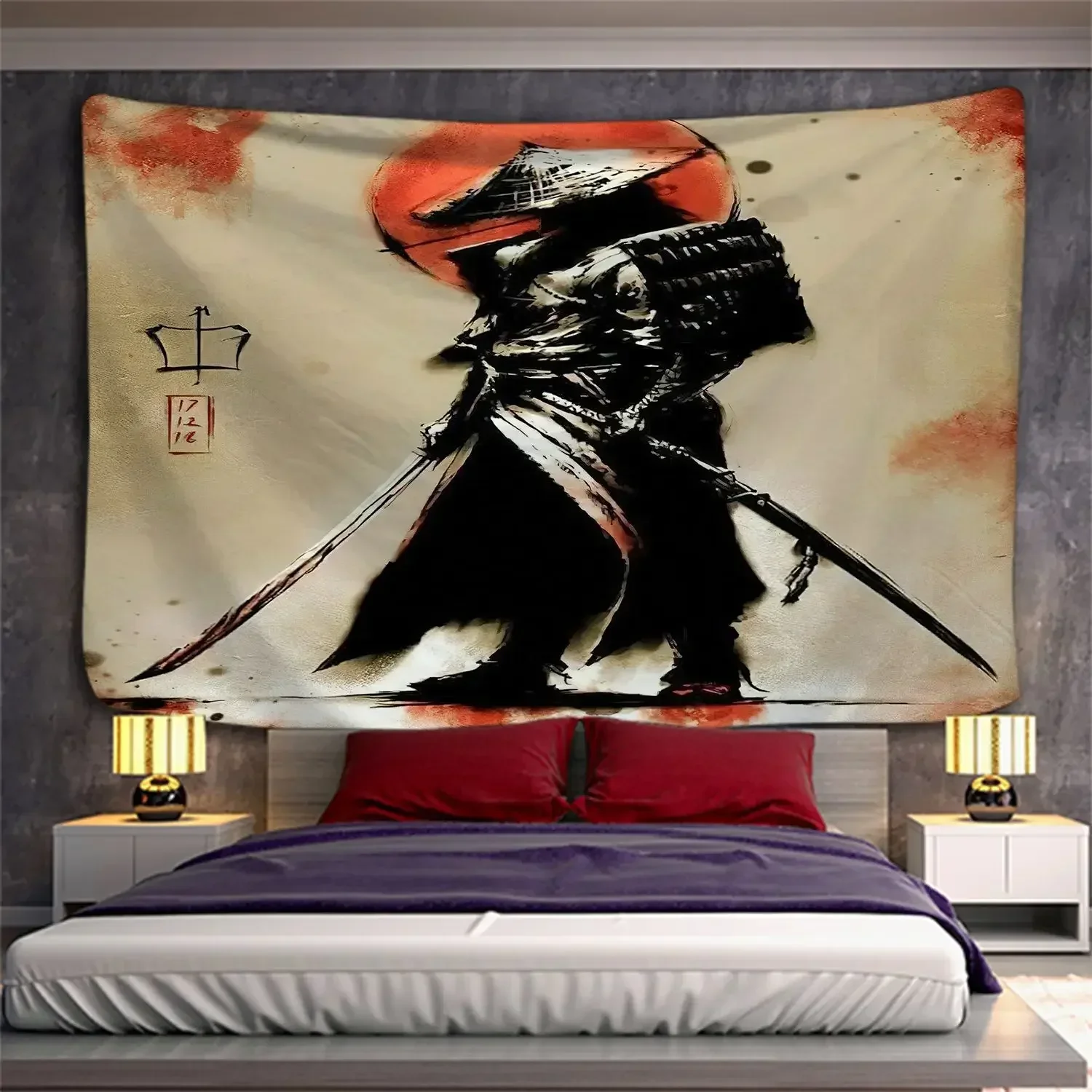 Aikido Armor Bushido Katana Battle Psychedelic Tapestry Wall Hanging Room Carpet Dorm Tapestries Art Home Decoration Accessories