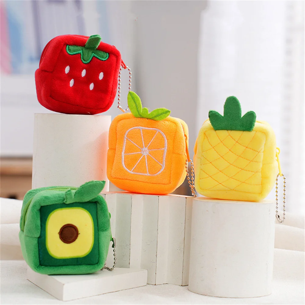 Porte-monnaie en peluche de fruits mignons pour femmes et enfants, mini sac de rangement, portefeuille Harvey Orange, sac à monnaie, sac de poche pour enfants, 2023