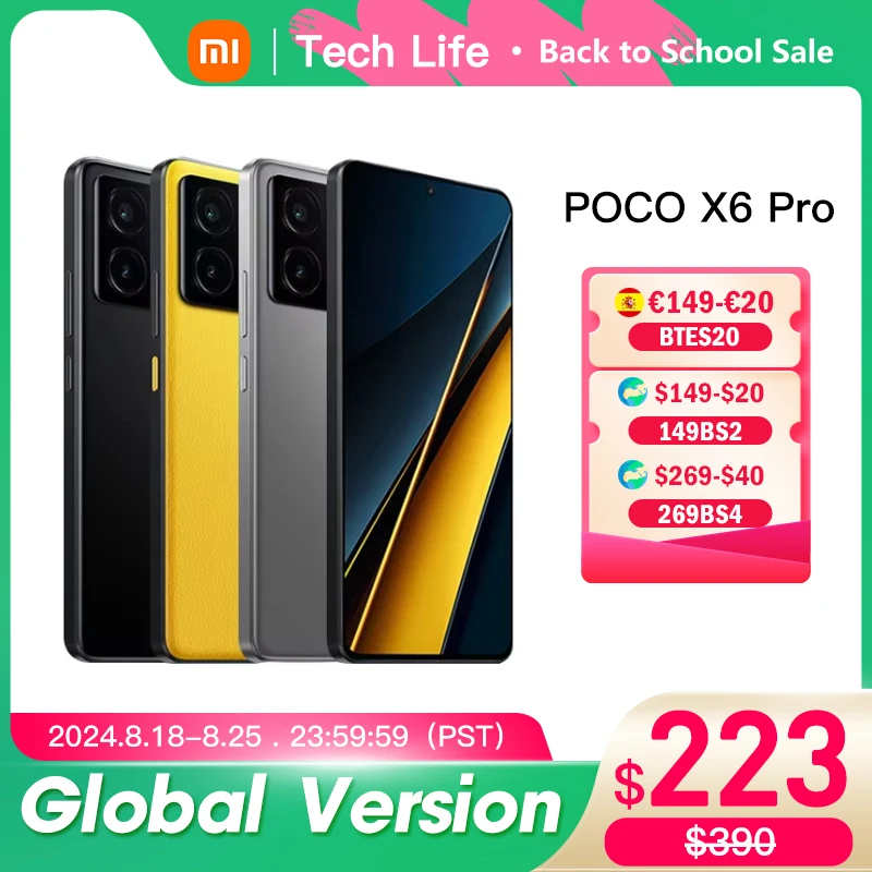 글로벌 버전 POCO X6 프로 5G IVA 포함 스마트폰, 치수 8300-울트라 6.67 인치 플로우 AMOLED 도트 디스플레이, 64MP NFC