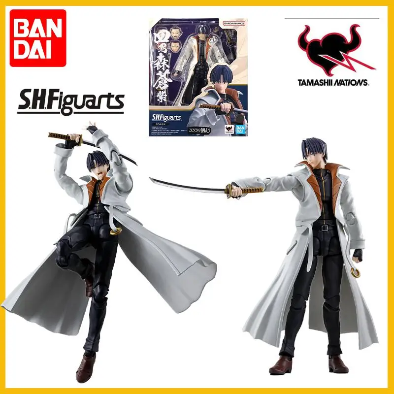 بانداي حقيقية روروني كينشين أطقم منمذجة شخصيات كرتونية SHF Shinomori aoshi عمل الشكل جمع نموذج لعب الأطفال الهدايا
