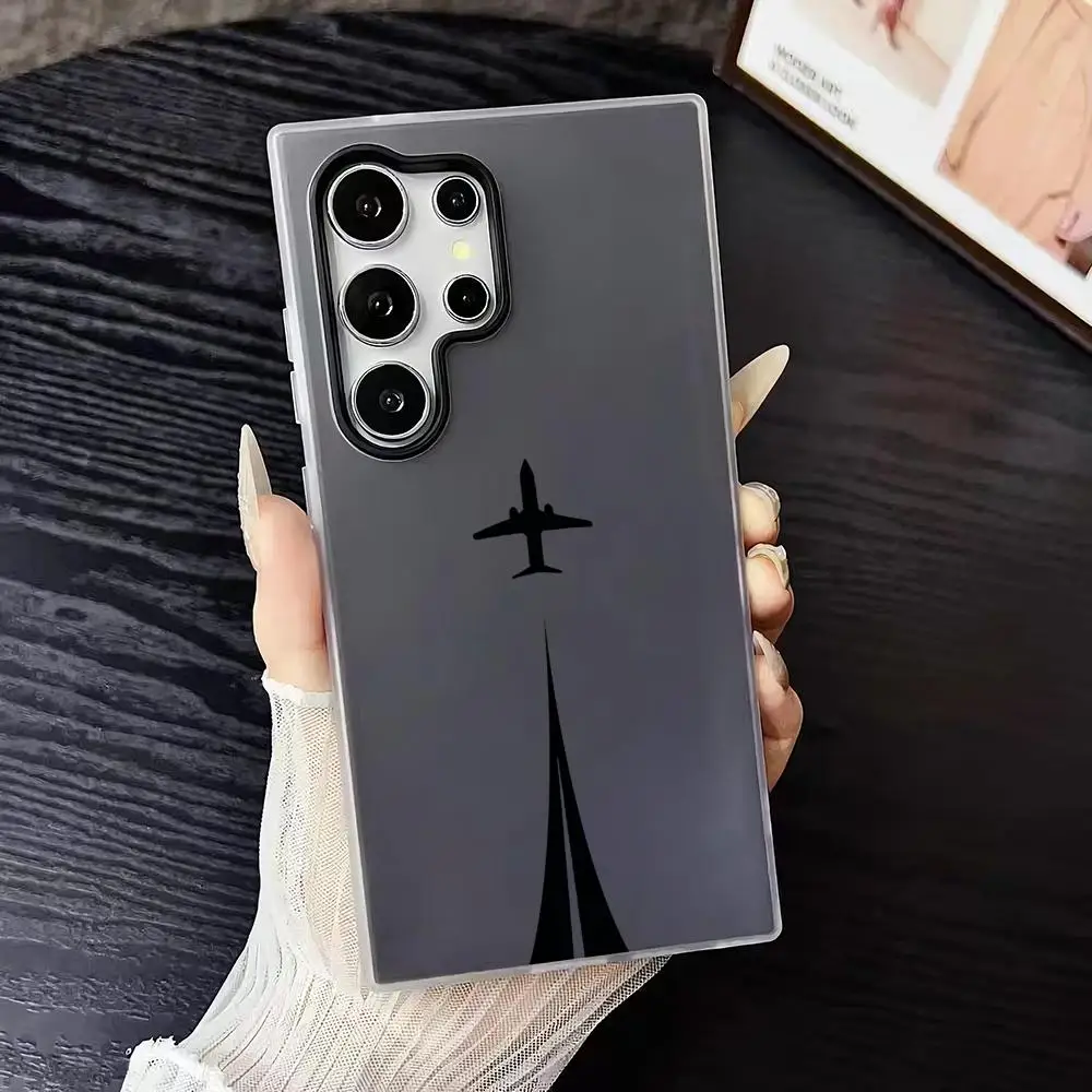Simplified airplane jelly 2-in-1phone case suitable for Samsung GalaxyS26 S25 S24 S22 S21 A16 A26 A56 A36FE/Ultra/Plus anti fall