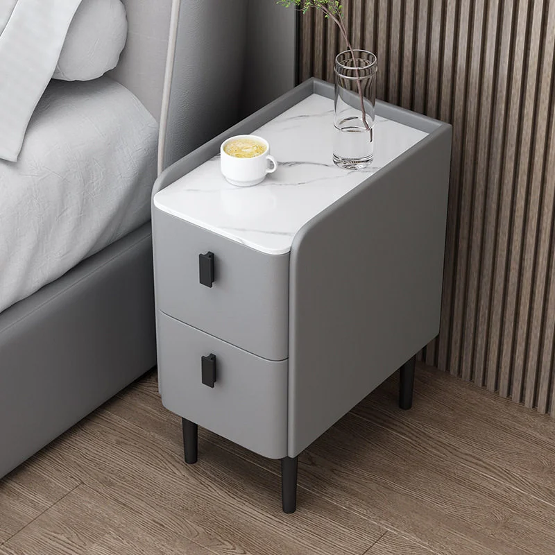 Smart Modern Minimalist Rechargeable Multifunctional Wireless Speaker Bedside Table Tempered Glass Leather Home Furniture