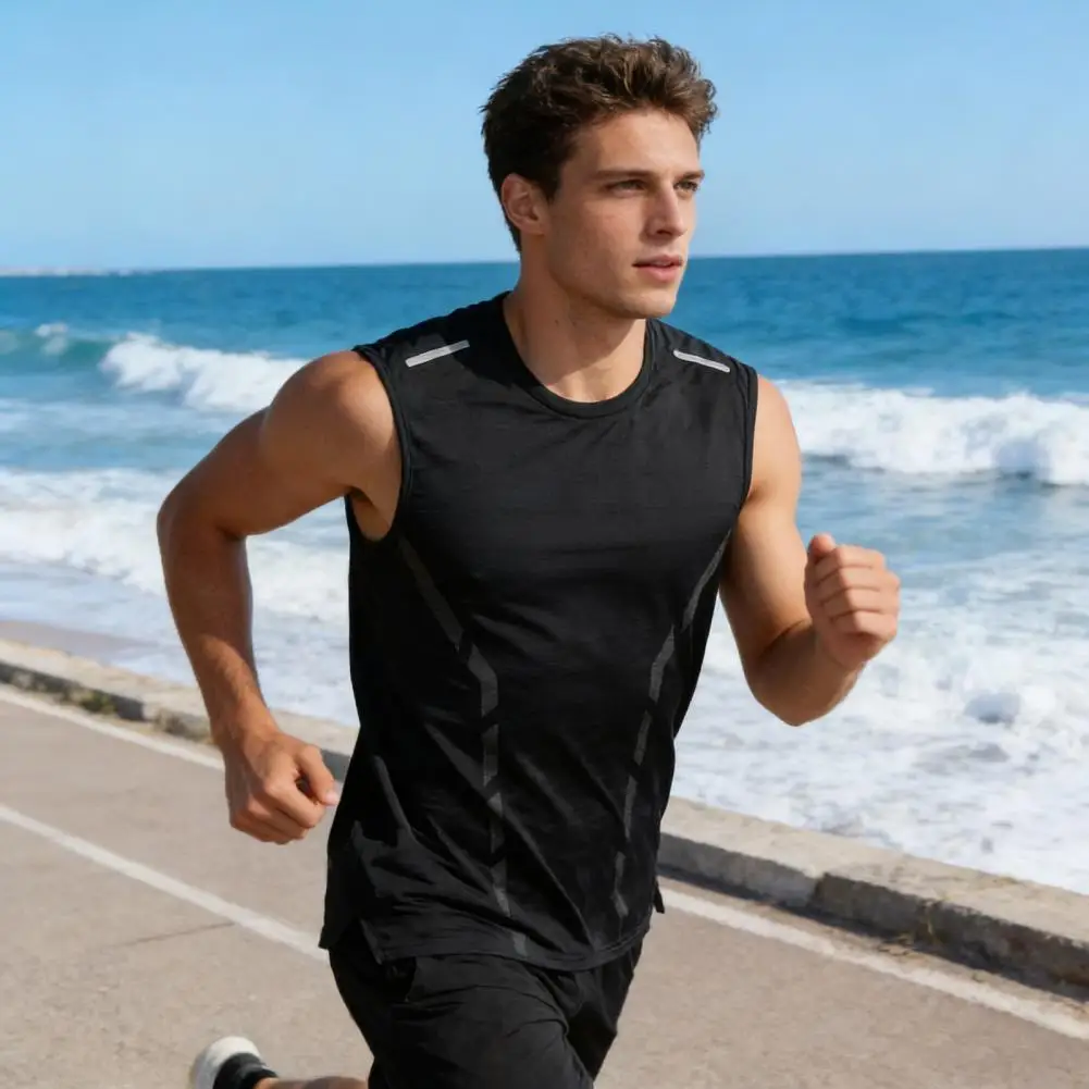 Summer Men Vest Ice Silk Thin Sleeveless Tops Solid Color Quick-Drying Camisole Outdoor Running Sport Tank Tops