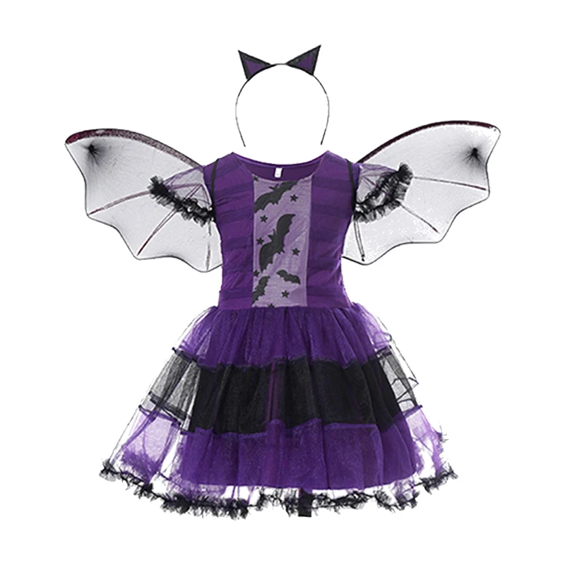 Halloween Girl Joke Dress Gray Clown Costumes Creepy Clown Cosplay Clothes Tutu Dress Children Party Clothing for Kids Halloween