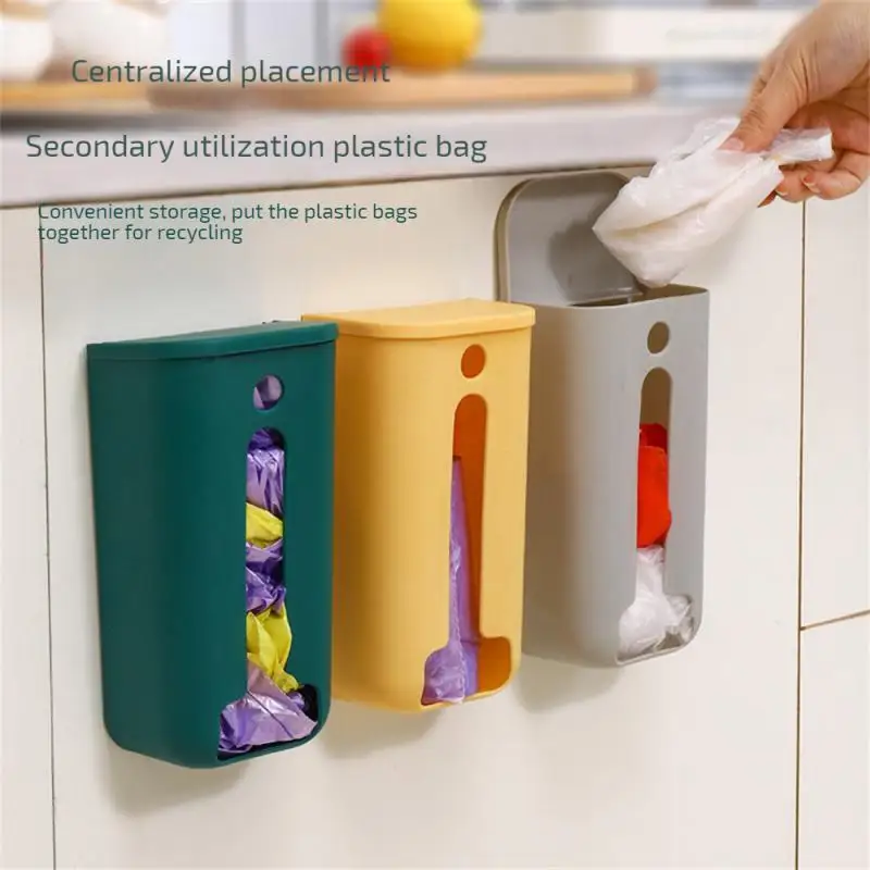 Wall Hanging Garbage Bag Storage Box Kitchen Plastic Bag Holder Organizer Bathroom Trash Bags Dispensers Kitchen Accessories