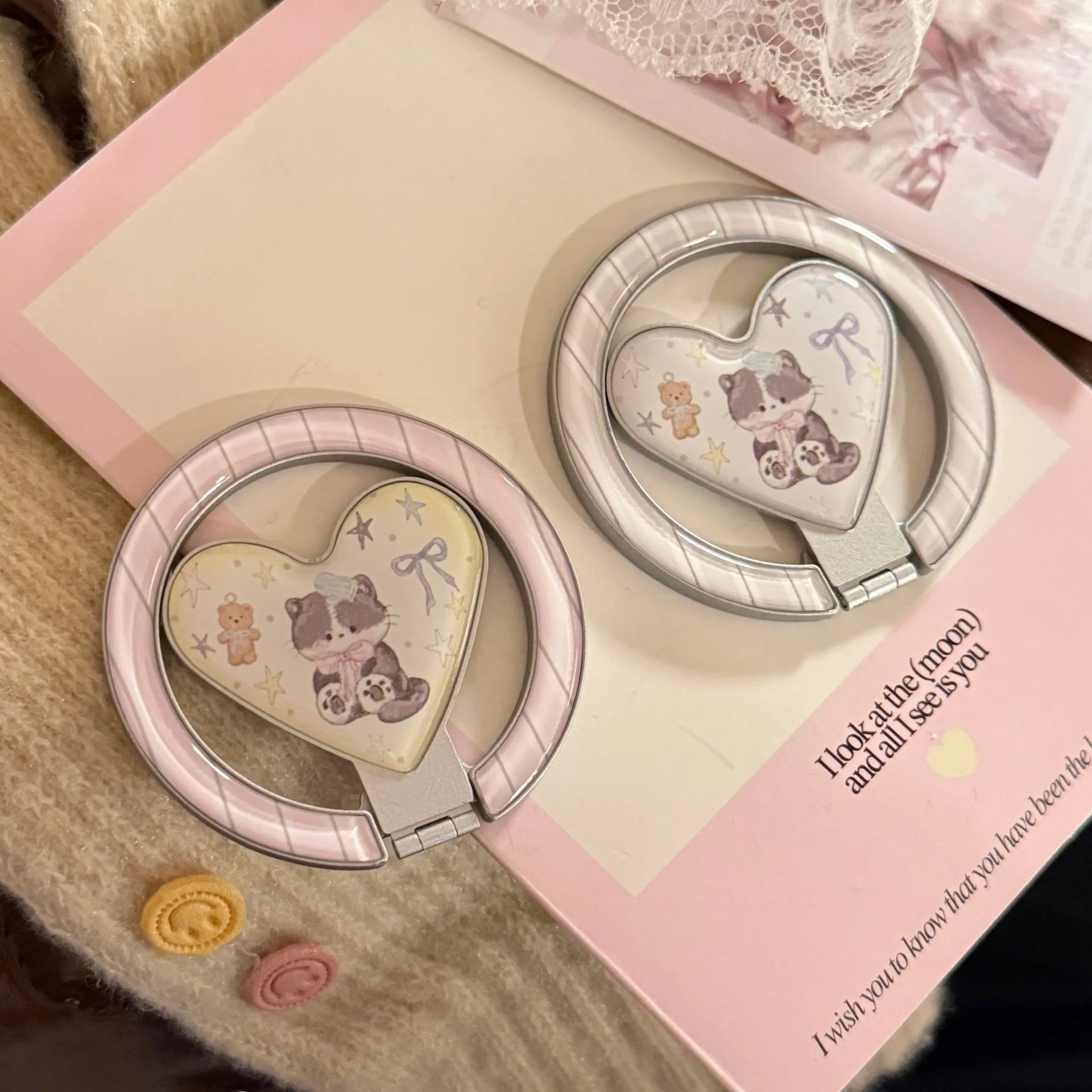 

Korean Style Cute Cat Phone Holder For Magsafe Magnetic Phone Stand Foldable For IPhone Wireless Charging Case Holder Ring