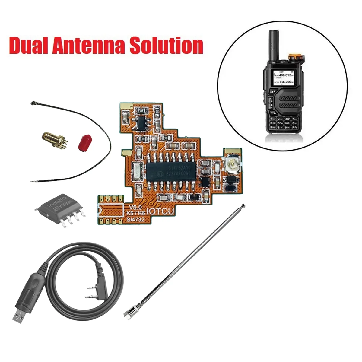 

Y14ASI4732 Модуль FPC V5.0 + чип 2 м + полный комплект антенны для Quansheng UVK5 UVK6 HF коротковолновый полнодиапазонный/однокрасный приемопередача