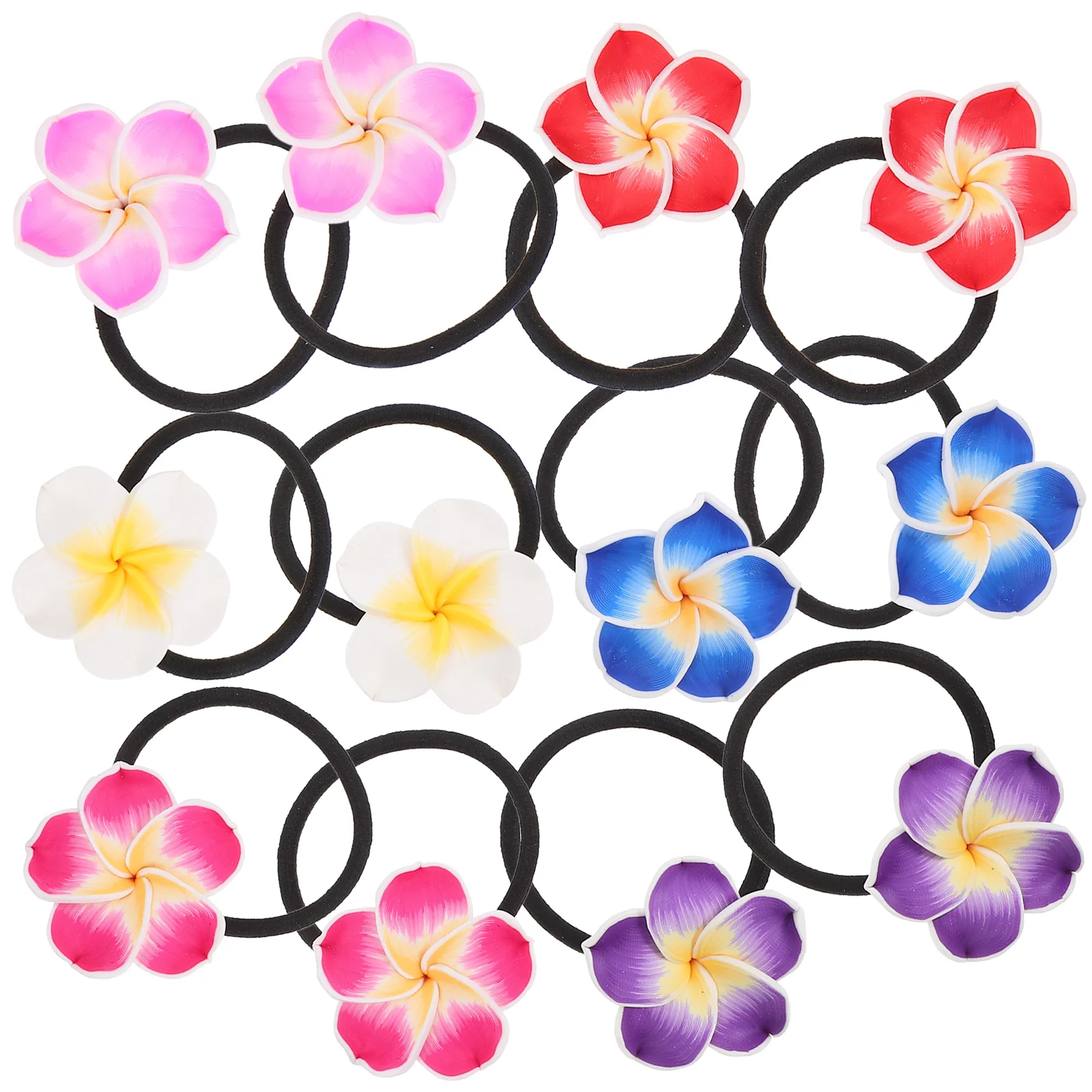 12 PCS Clear Elastic Hair Ties Flower Hairband Plumeria for Girl Simulation Headgear Decoration Banquet