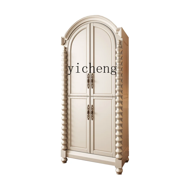 XL American cream style all solid wood wardrobe household small apartment bedroom wardrobe