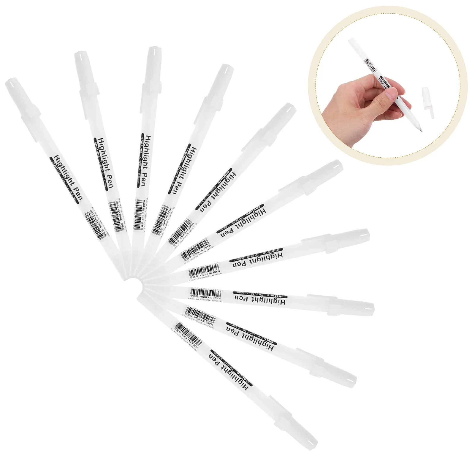 

10 Pcs Highlighters Hand-painted Pen White Marking Markers for Black Paper Eyeliner Pencil