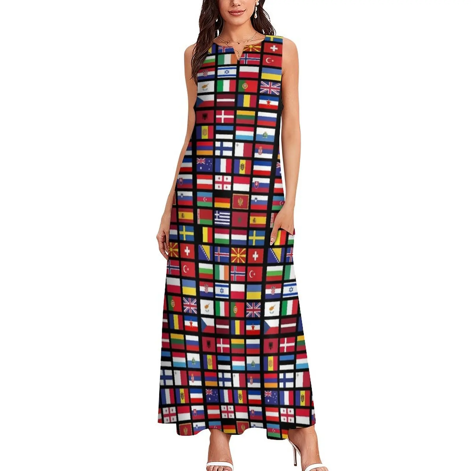 Flags of Eurovision Long Dress clothing women summer 2024 woman dress elegant and pretty women