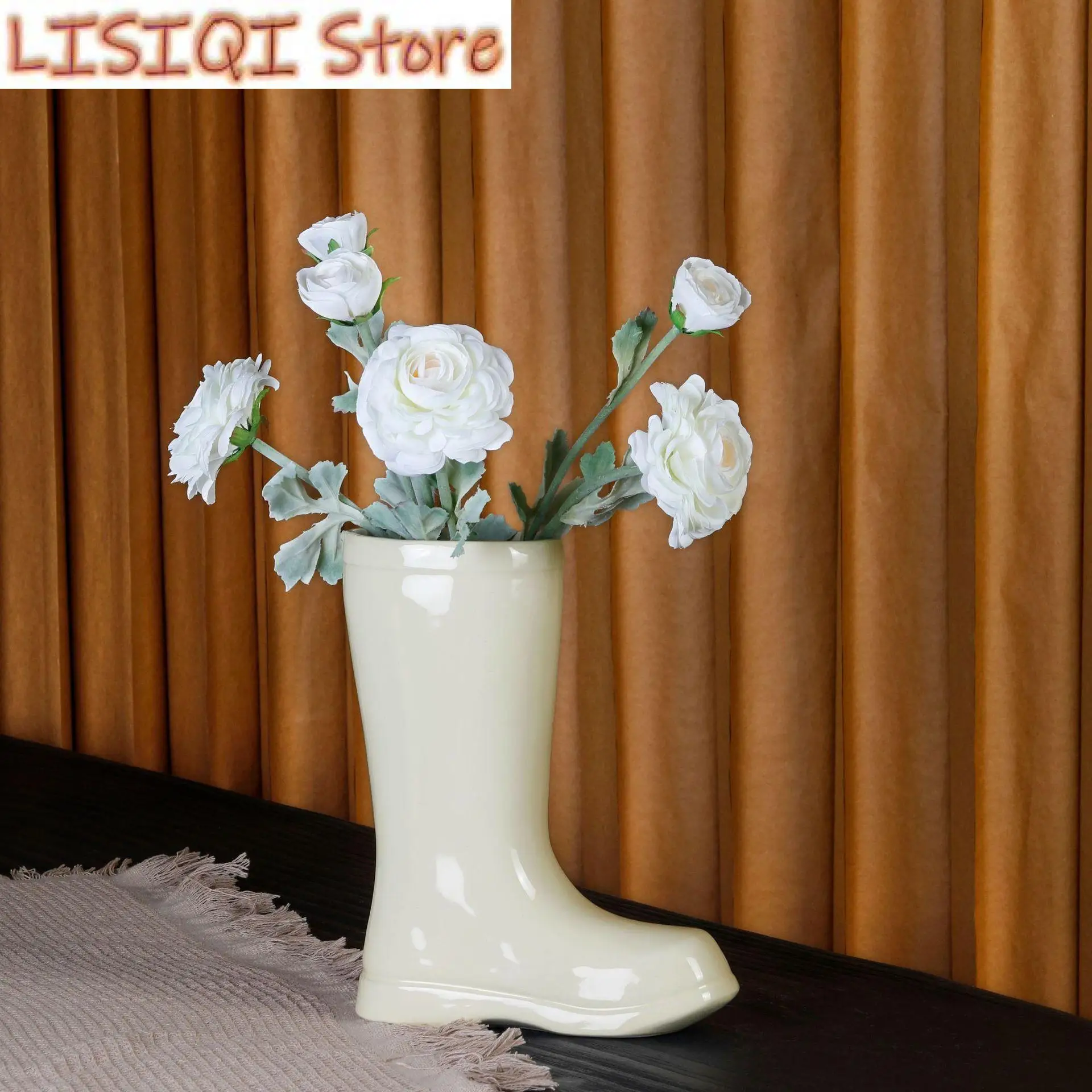 

New Creative Ceramic Vase Boots Shoe Flower Arrangement Hydroponics Accessories Flower Vase Porcelain Ornaments Home Decoration