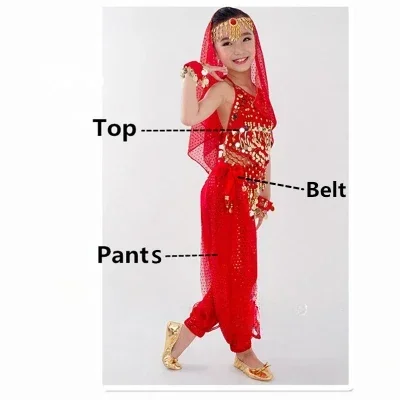 Children's Belly Dance Clothing Set, Girls 'Eastern Belly Dance, Índia, Índia