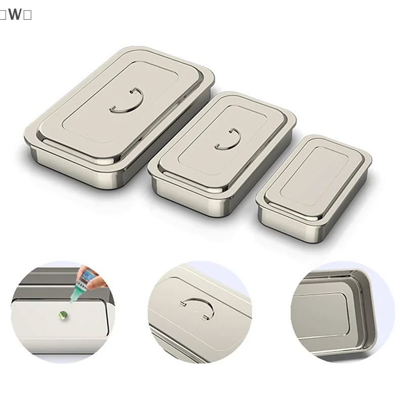 〔W〕Dental Tray Surgical Nursing Lid Medical Equipment Steriliser Container For Dentist Storage Box Stainless Steel Instrument