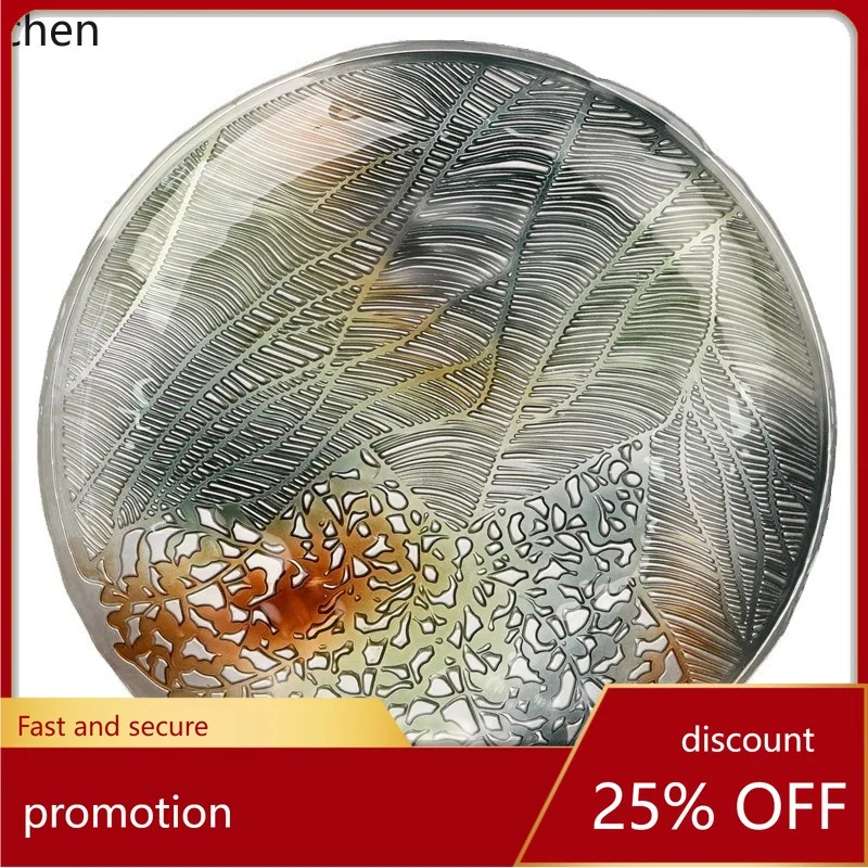 

HXL Leaf Glass Plate High-end Tableware Party Decoration Plate Household Plate