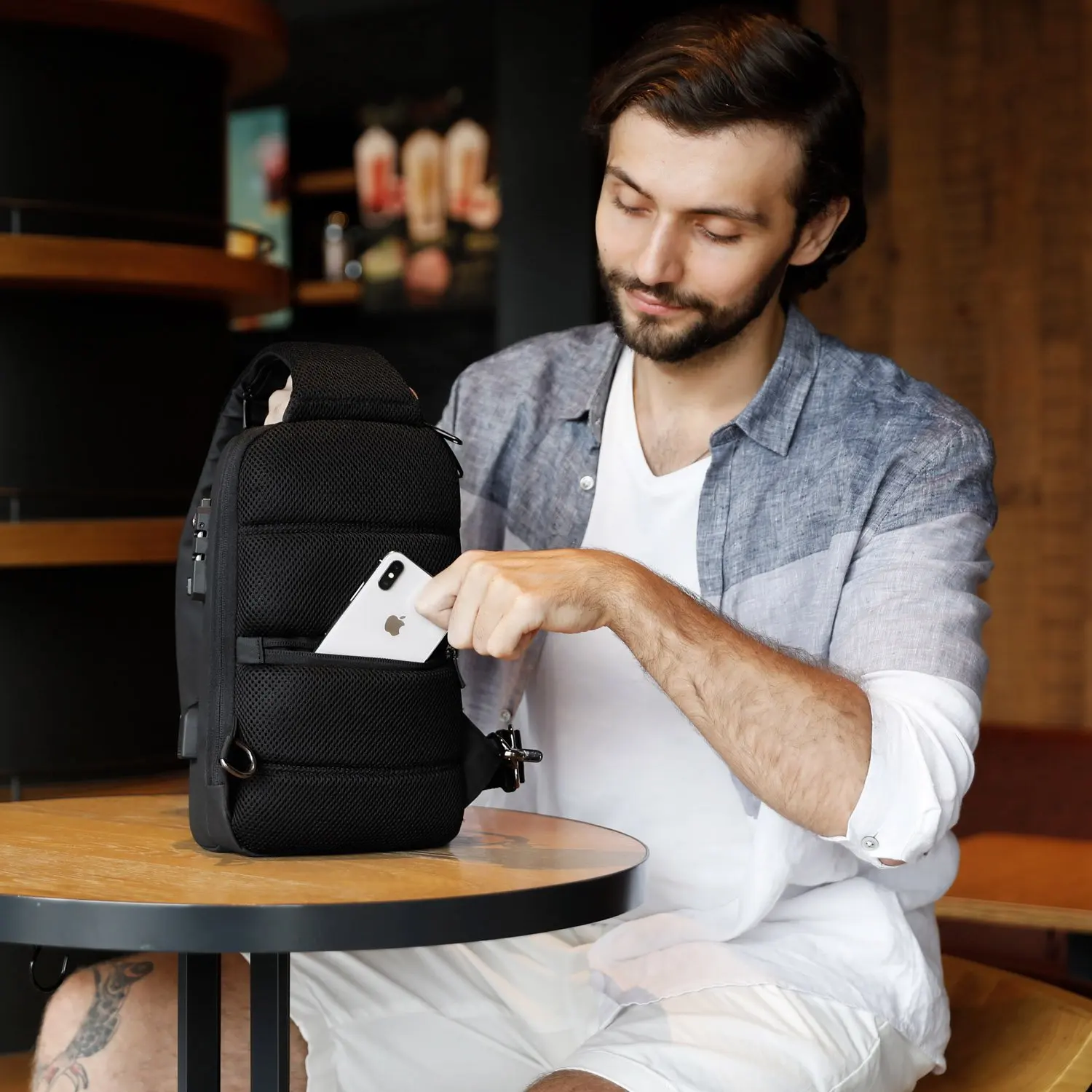 Mark Ryden Shoulder Bag with USB TSA Customs Lock Mens Crossbody Bag Chest Bags for Men Chest Bags Mens Shoulder Bag Crossbody