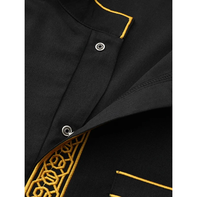 ชุดคลุมปักลายคุณภาพสูงสำหรับผู้ชายมุสลิมแบบดั้งเดิม ด้วยด้ายสีทอง เหมาะสำหรับโอกาสที่มีความสง่างามและยิ่งใหญ่