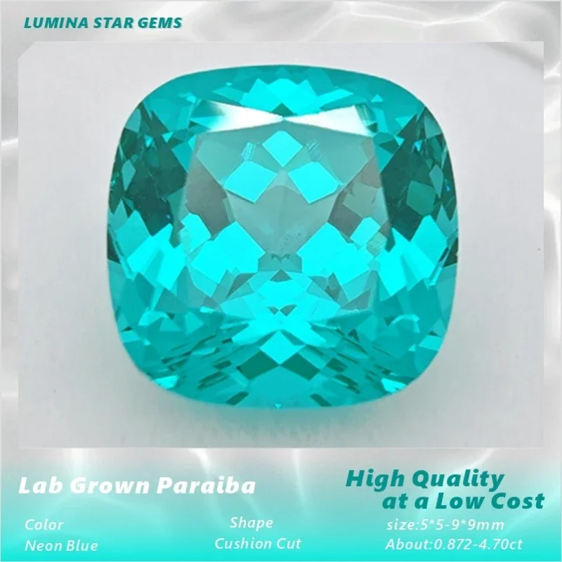 Alab Grown Paraiba Cushion Cut Charm Gemstone for DIY Advanced Jewelry Rings Earrings Making Materials Selectable AGL Certificat