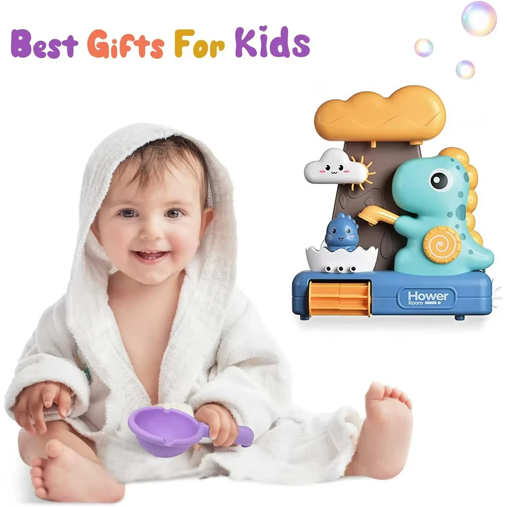 طفل الحمام ألعاب مياه الكرتون الحيوانات الديناصورات شفط كأس الأنابيب الجمعية حمام دش رئيس الأطفال يستحم لعب لعبة المياه لعبة