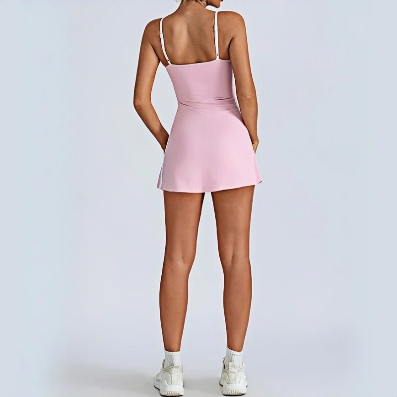 New Tennis Skirt Sports Fitness High Elastic Breathable Golf Badminton Outdoor Workout Gym Yoga Anti-light Yoga Dress for Women image 4