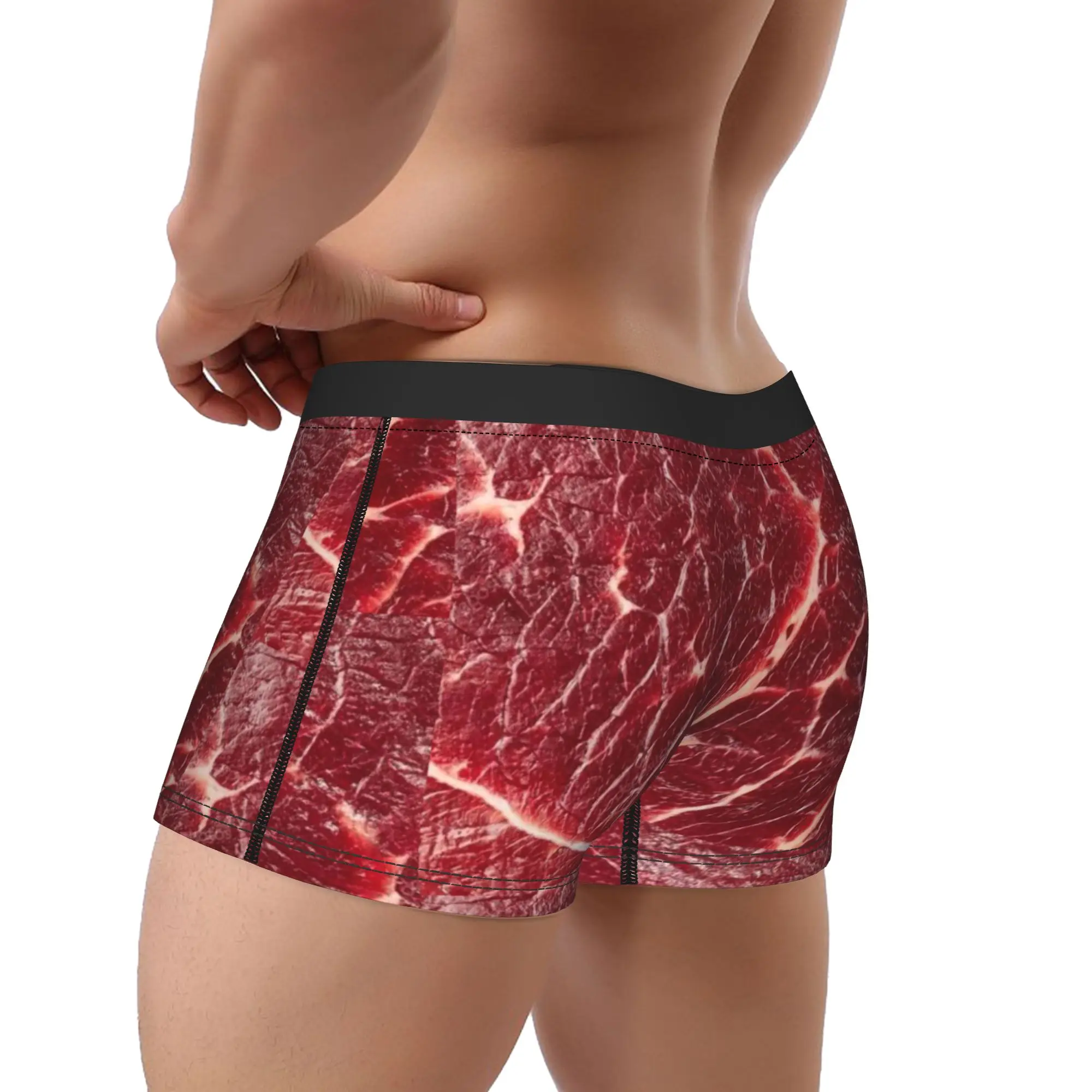 Funny Meat Pattern Beef Boxers Humorous Underwear  Boxer Briefs Gag Gift For Men