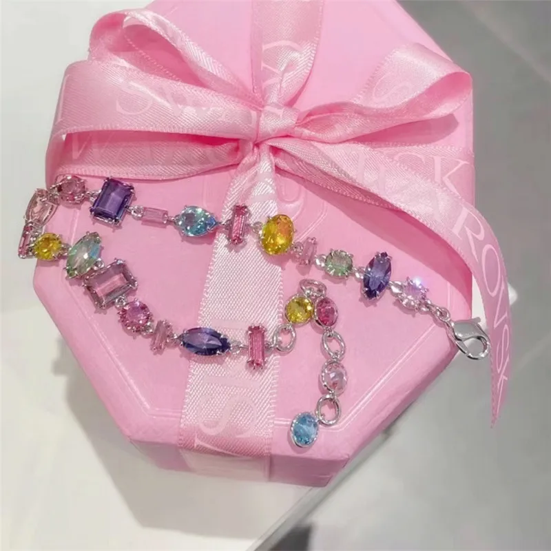 2024 New Sparkling Colorful Crystal Bracelets For Women Korean Beautiful Baroque Style Stones Bracelet