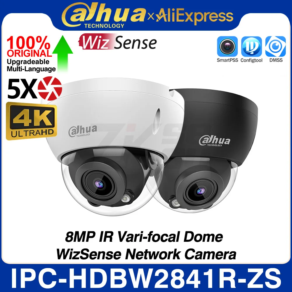 Dahua Original IPC-HDBW2841R-ZS 8MP 4K 2.7-13.5mm 5X Zoom WizSense Network POE IP Camera IR Built-in MIC SD Slot SMD Plus IK10