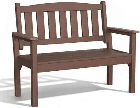 2-Person Outdoor Memorial Bench with 800 Lbs Weight Capacity, All-Weather Poly Lumber Garden Seating, Rot-Resistant