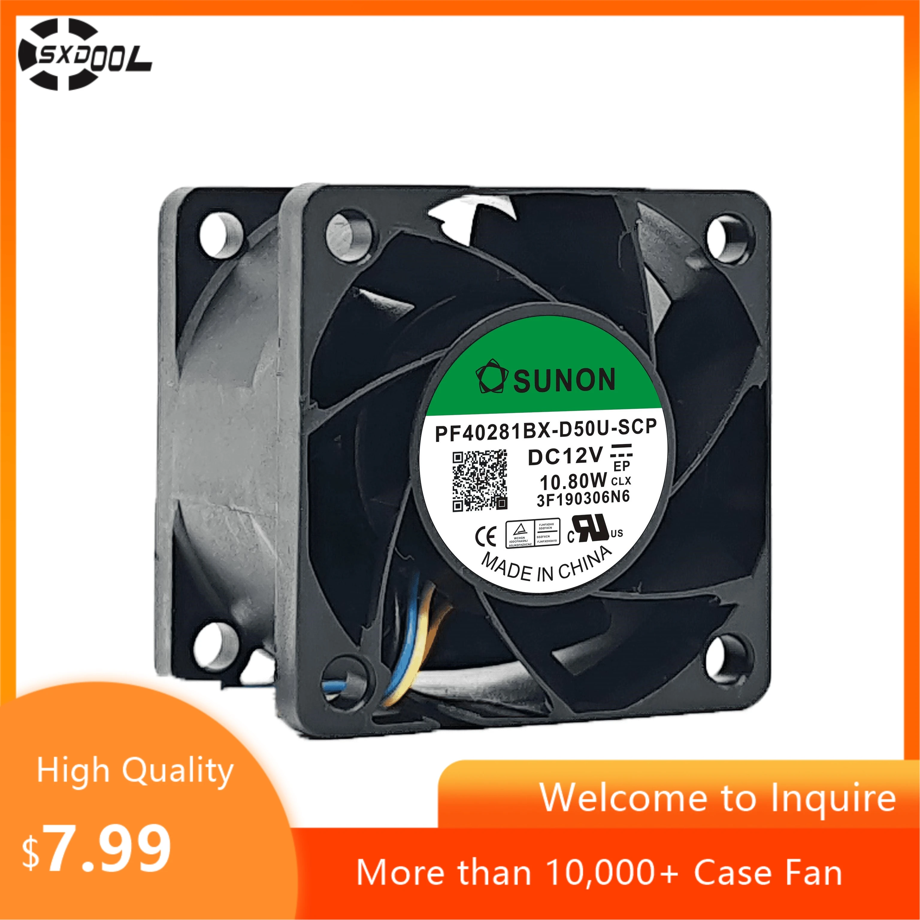 

Высокоскоростной вентилятор RC Booster Fan для SUNON PF40281BX-D50U-SCP 12 В 40 мм X 40 мм X 28 мм Вентилятор с регулируемой скоростью ШИМ 62 дБ