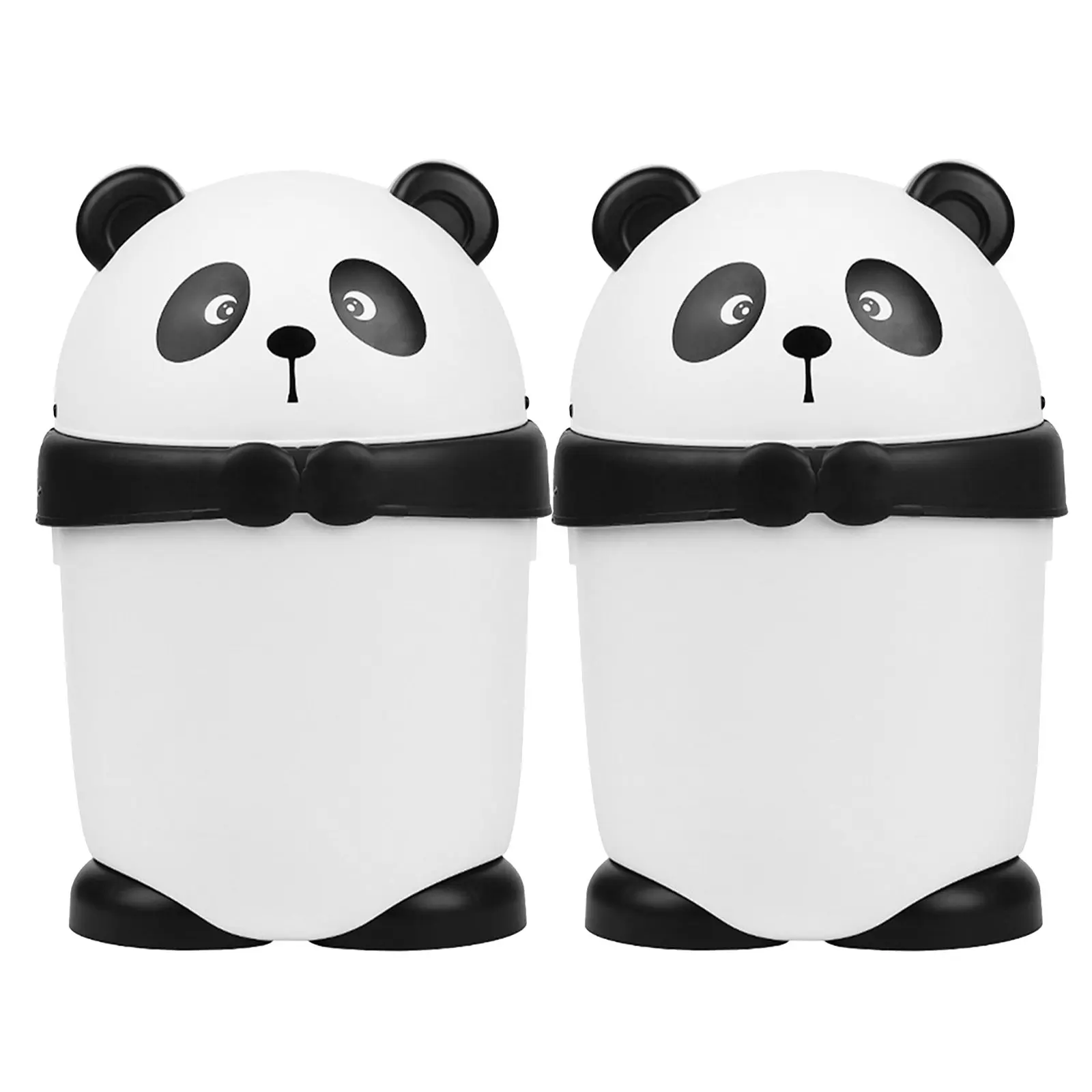 

2Pcs Panda Garbage Can Cute Cartoon Trash Bin Flip Lid Mini Desktop Waste Bin for Bedroom Kitchen Bathroom Office