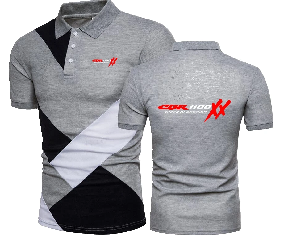 CBR 1100 SUPER BLACKBIRD XX F1 Motorcycles Splicing Polo Shirt Hondaes Men T-Shirt CBR 1100XX Car Motorcycle Polo Tee TShirts 57