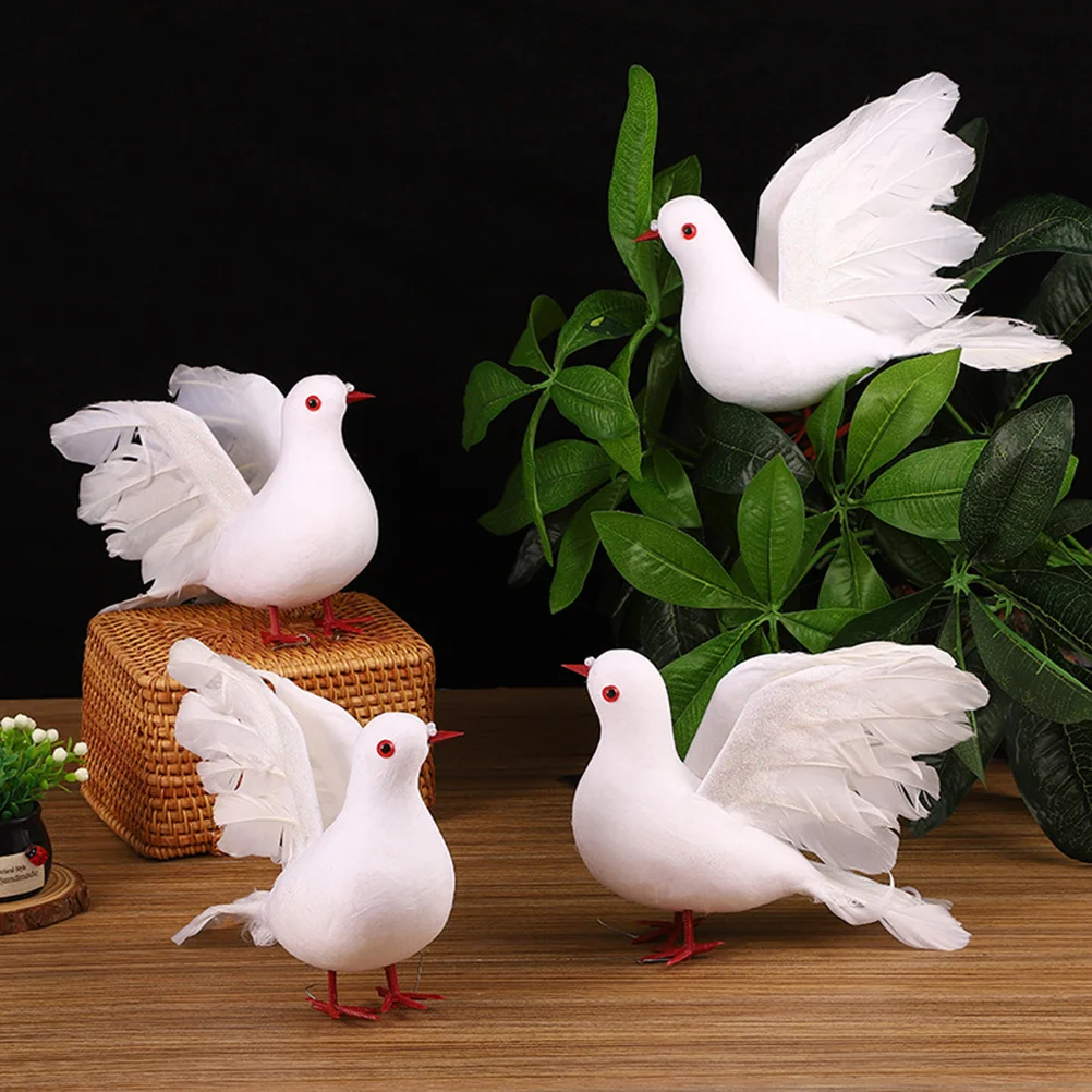

4pcs Artificial White Dove Simulation Foam Bird Feathered Wings For Wedding Christmas Home Decor Party Decoration Craft Projects