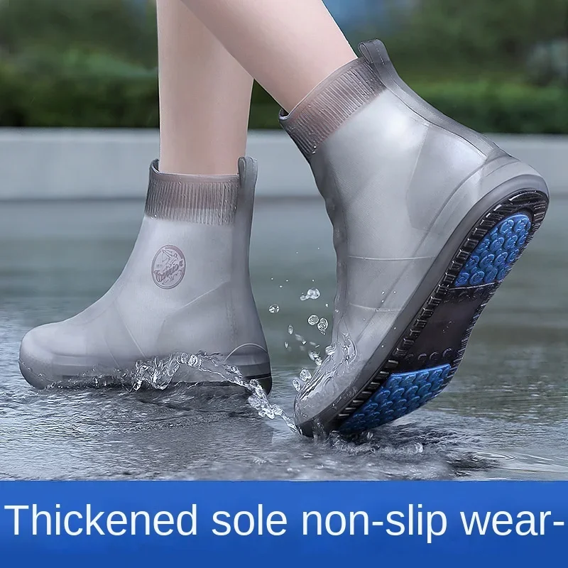 rain shoe cover reusable Silicone Tall tube intensification anti-slip Children\'s outdoor rain shoes cubre calzado impermeable