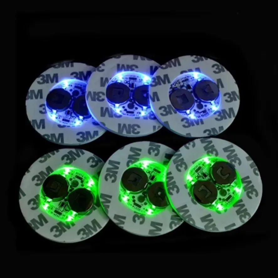 1-40PCS Battery Powered LED Coaster 3 Modes with Wine Glass Mat Cup Pad Sticker Bottle Drinking Club Bar Party Decor Night Light