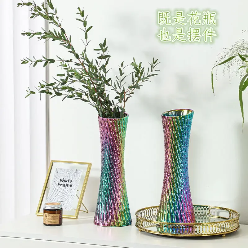 Ceramic Vase Gradual Dazzling Guangzhou Tower Porch Living Room Light Luxury Decoration Small Waist Hydroponic Flower Device New