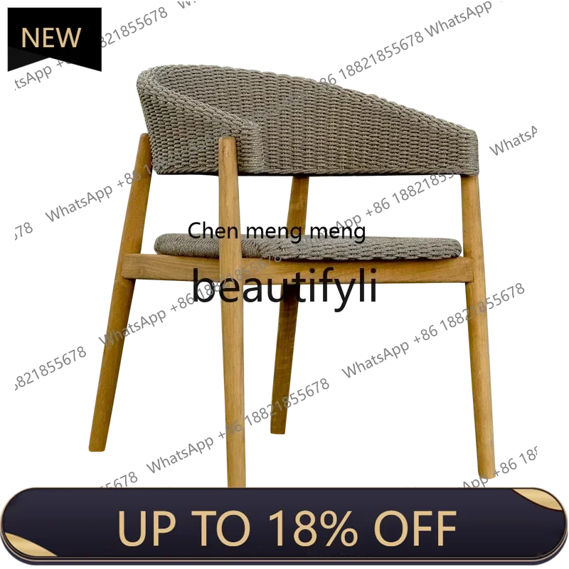 

P178 Outdoor rattan chair courtyard rattan teak aluminum alloy chair modern simple casual round table