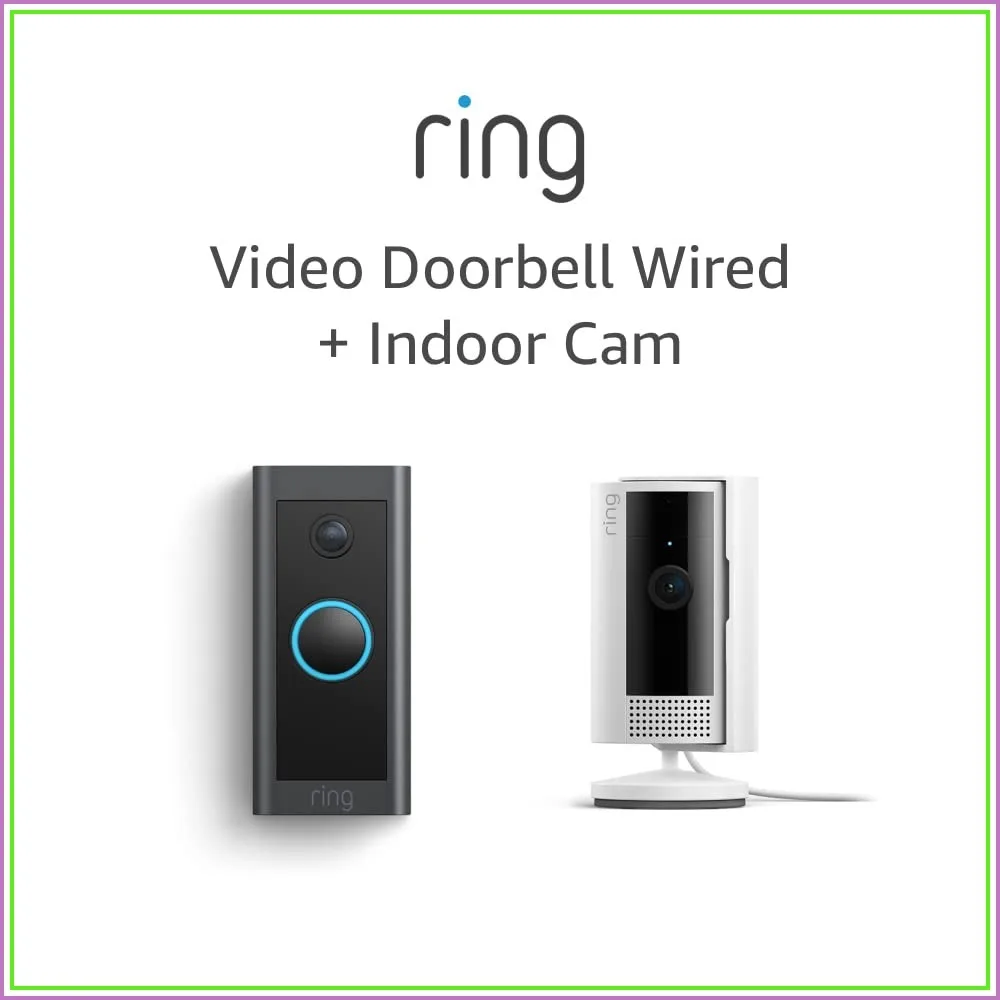 Indoor Security Camera with Video Doorbell Wired, 1080p HD, Motion Detection, Two-Way Audio, Night Vision, Works with Alexa