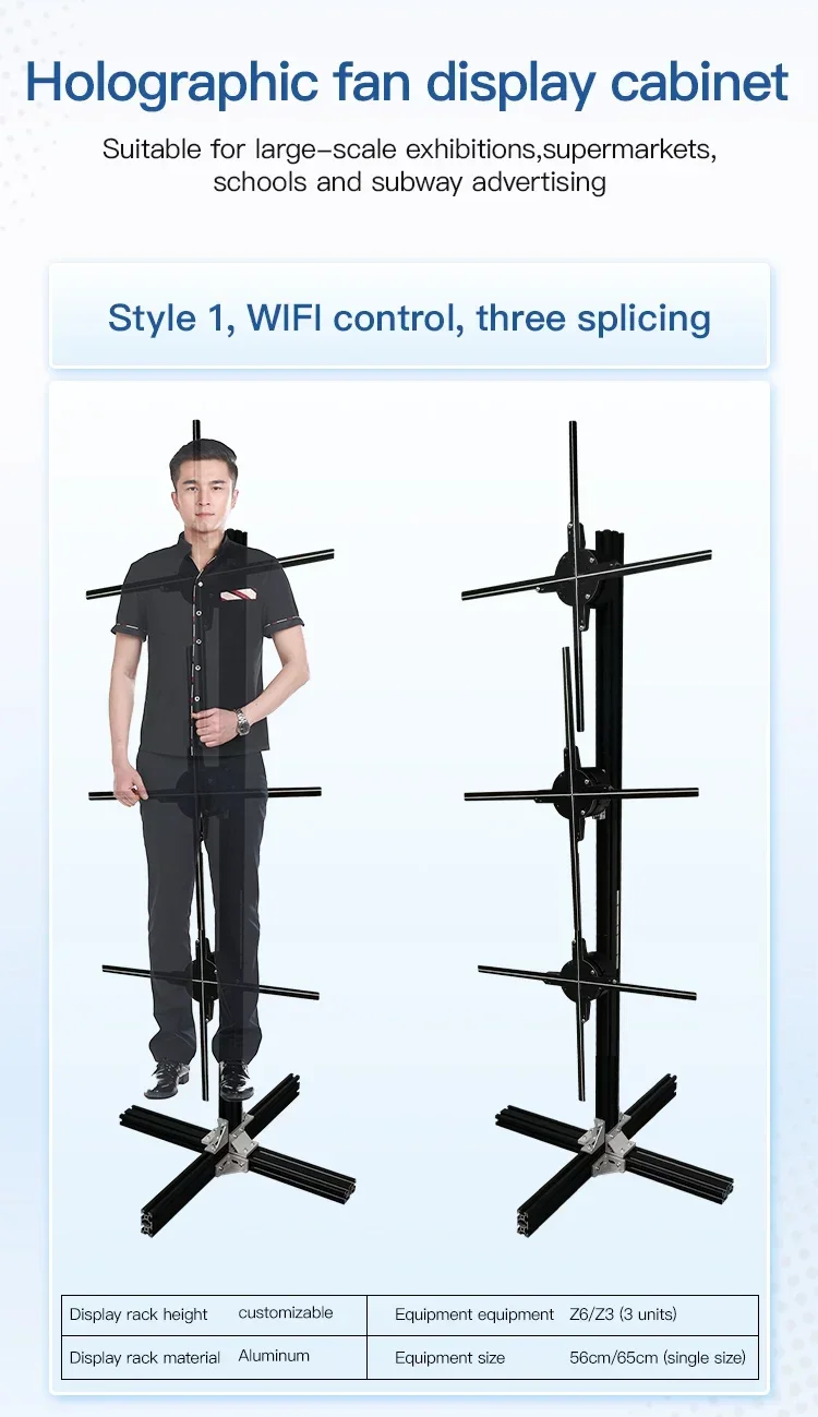 

=2024 NEW Human Size 1*3 Hologram Fan Customize Stand Wall Tripod Stand