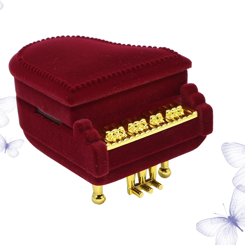 

Креативная коробка для колец с фортепиано, красный элегантный футляр для хранения ювелирных изделий для колец, серег, ожерелья, органайзер для свадебных рождественских подарков