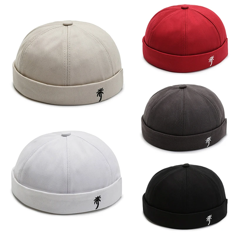 Vintage Dome Hat Mens Solid Color Velvet Beanies For Men Docker Sailor Crimping Brimless Skull Caps Casual Portable Hip Hop Cap