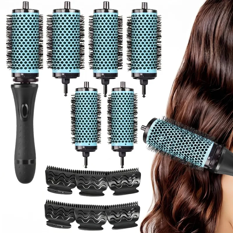 Round Hair Brush Set Detachable Detachable Handle Hair Roller Brush with Positioning Clips for Blow-Drying Styling and Suitable