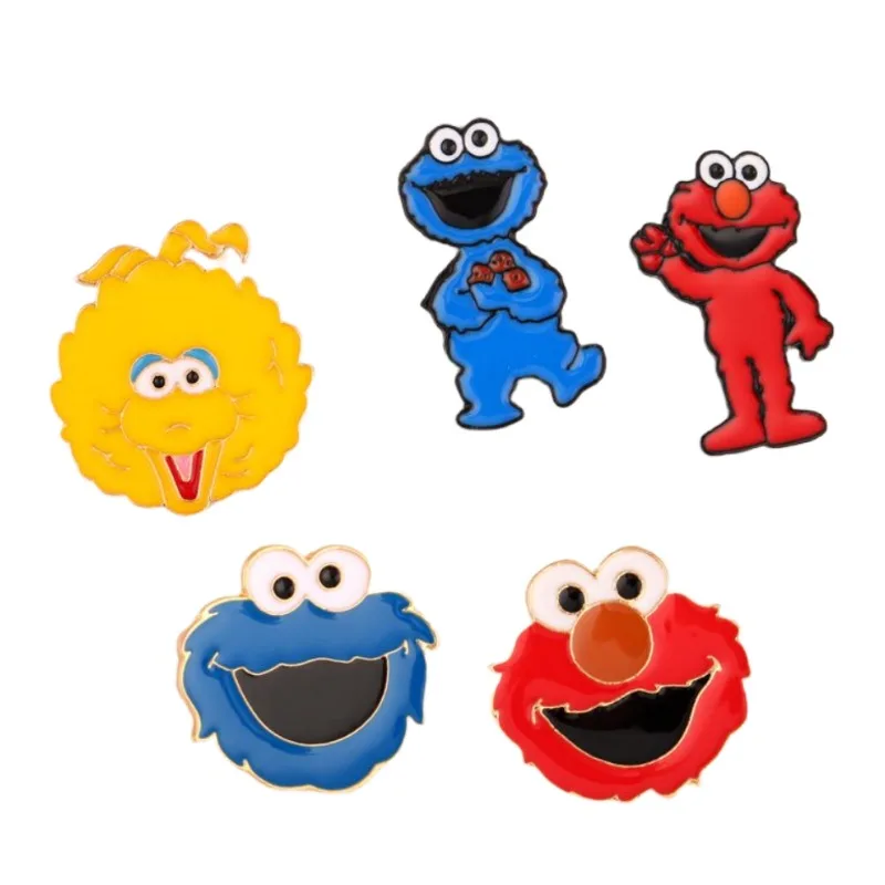 Sesame Street ELMO COOKIE MONSTER BIG BIRD Cartoon Creative Cute School Bag Pin Alloy Badge High-Value Accessories Couple Brooch