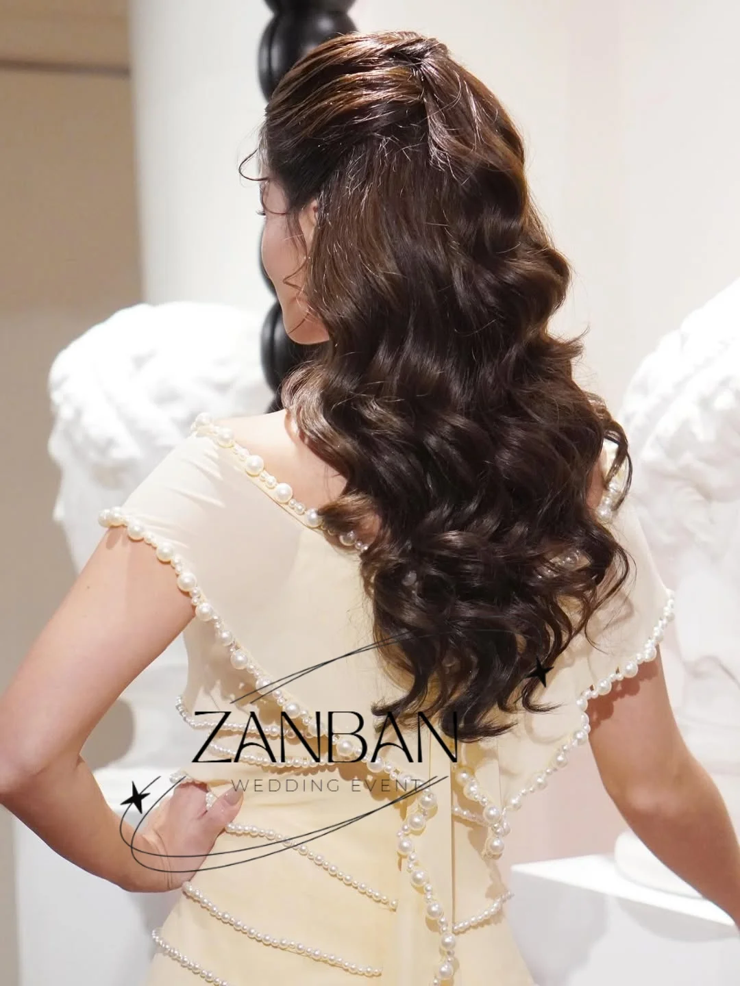 ZanBan Modern Beige Chiffon Evening Dresses Tiered Pearl Prom Gown 2026 Pleat Off Shoulder Formal Occasion Dresses Customized image 2