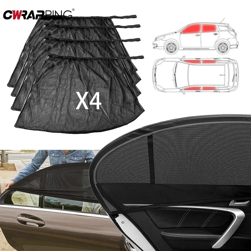 1/2/4 Uds parasol de ventana de coche de malla ventana lateral trasera de coche estilo de coche cortina de sombra transpirable cubierta de visera Interior automotriz