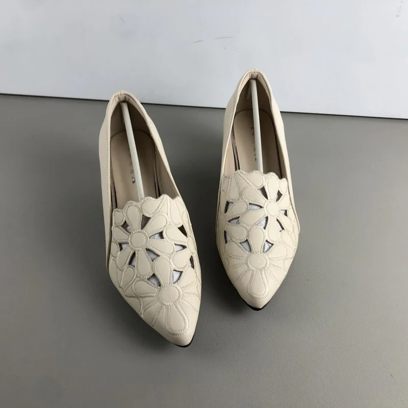 جديد مريح Faionable الجوف خارج جلدي المرأة oes أشار تو الانزلاق على لباس غير رسمي منتصف الكعب موسم الربيع #5