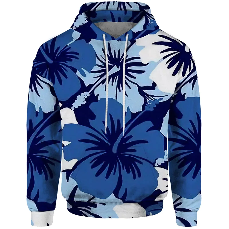 Fashion Flowers Pattern Hoodies Mens Spring Autumn Long Sleeve Leaves 3D Printed Sweatshirt Loose Casual Streetwear Pullovers