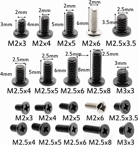 Imagen 1 del producto Juego de tornillos M2 M2.5 M3, kit de tornillos para computadora portátil para reparación electrónica de computadora
