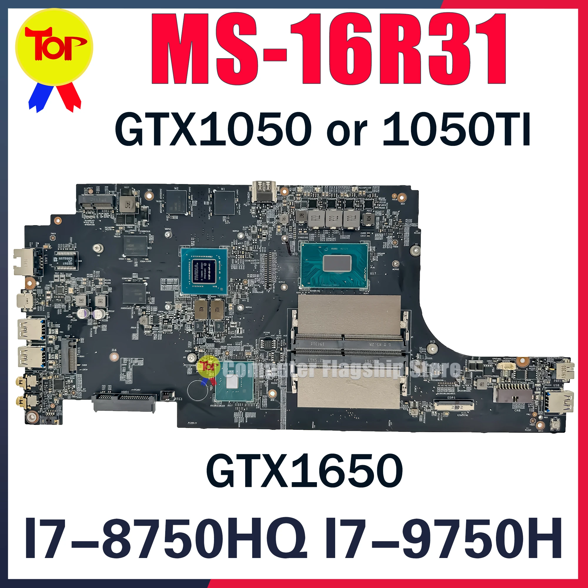 

MS-16R31 Laptop Motherboard For MS-16R3 GF63 I7-8750H I7-9750H GTX1050TI GTX1650 GTX1050 Mainboard 100% Testd Fast Shipping