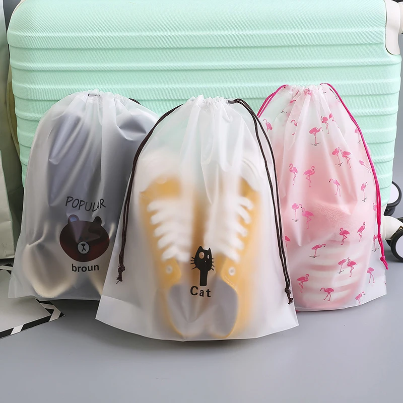 Portable Shoe Storage Organizer Travel Storage Bag Waterproof Transparent Plastic Storage Bag Drawstring Eco Bags Storage Bag